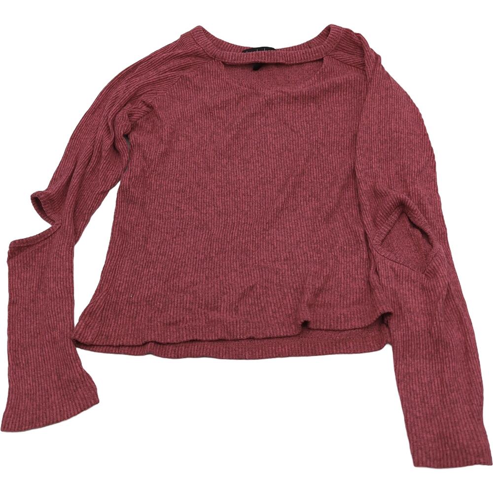derek heart L Pink Ribbed Long Sleeve Knit Top